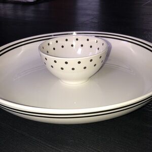 KATE‎ SPADE Chip & Dip bowl 14" Melamine Striped Polka Dots server party